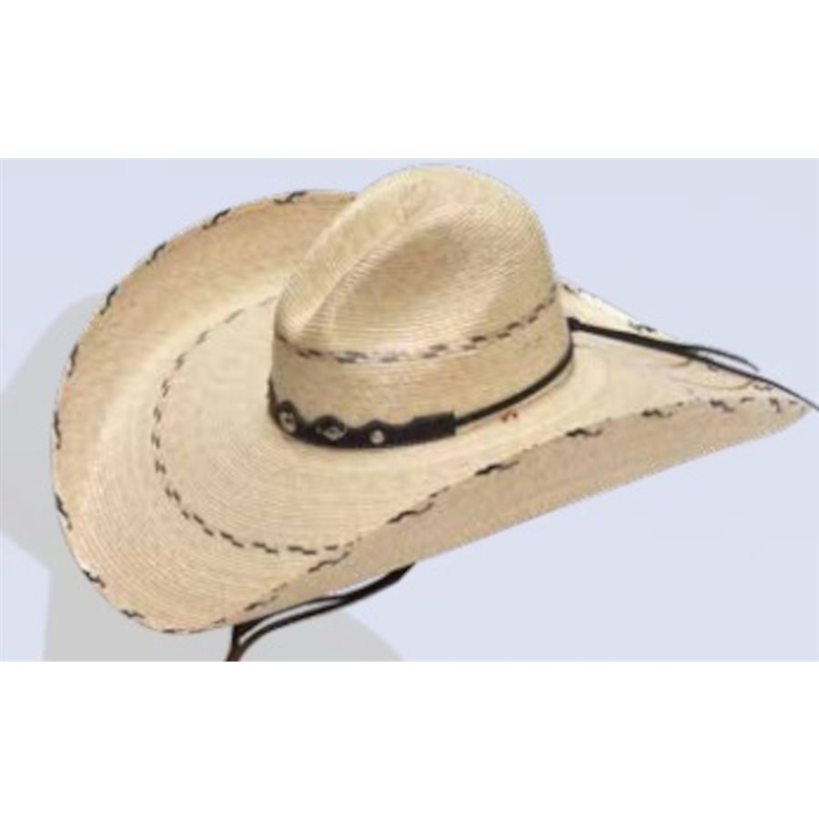 STARS & STRIPES Rodeo Style Chapeau Western Chapeau de paille Cattleman  Chapeau de cowboy Chapeau de paille pour homme et femme Beige, beige, 61 :  : Mode