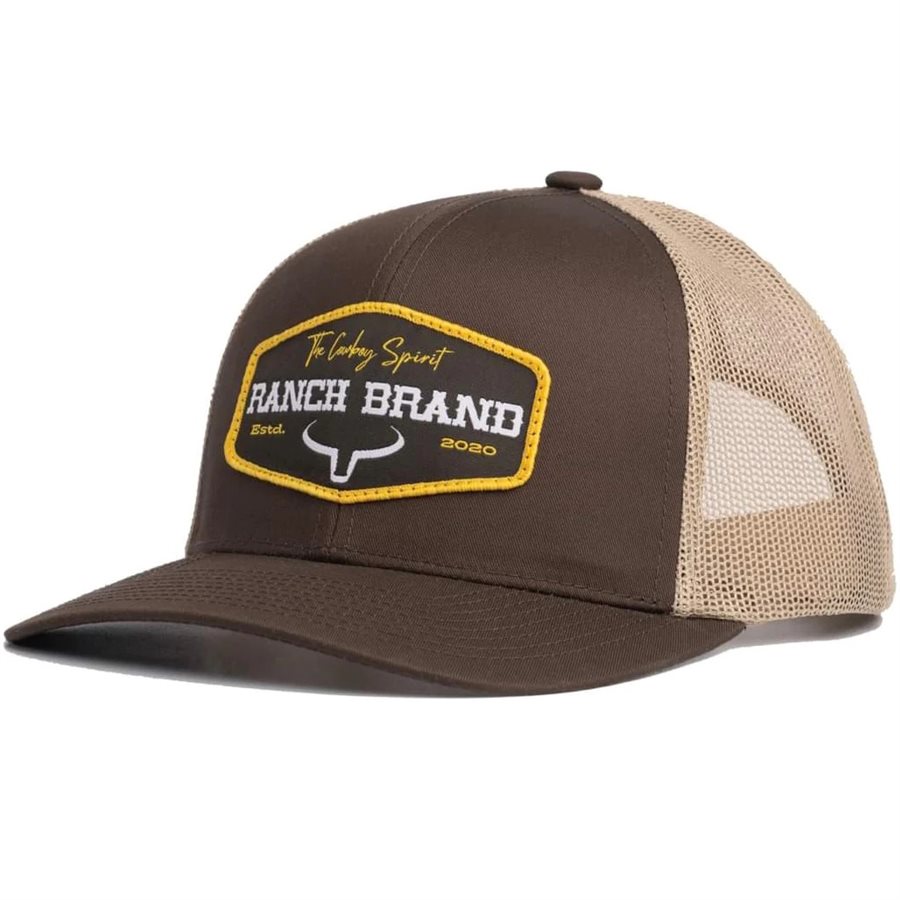 Ranch Brand Ranch Patch Cap - Brown & Beige with Yellow Logo