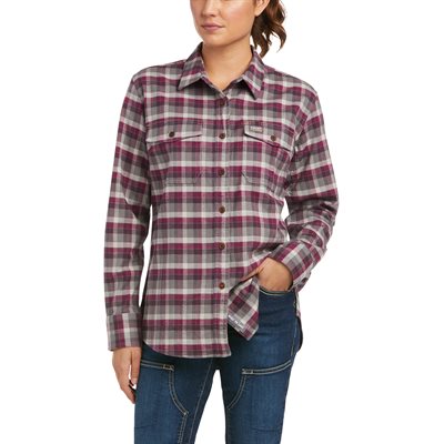 Ariat Ladies Rebar Flannel DuraStretch Work Shirt - Purple Potion